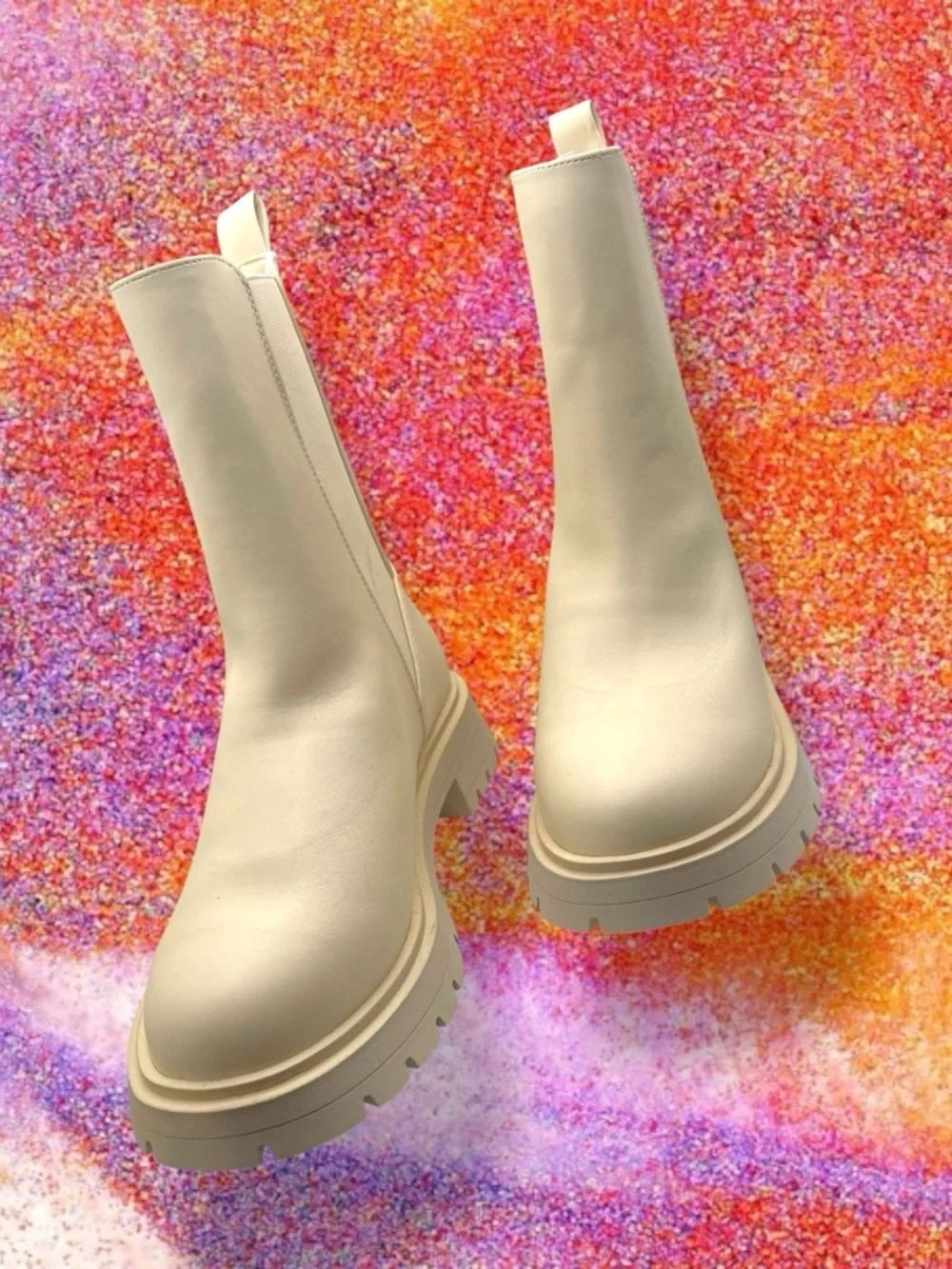 ASOS Off White Lug-Sole Chelsea Ankle Boots Size 7